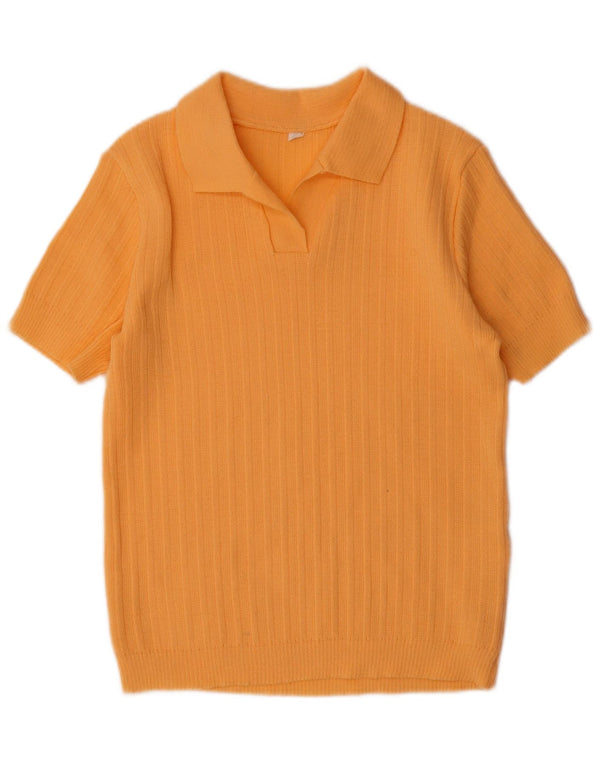 Vintage Damen Kurzarm Rollkragenpullover Pullover IT 44 Medium Orange