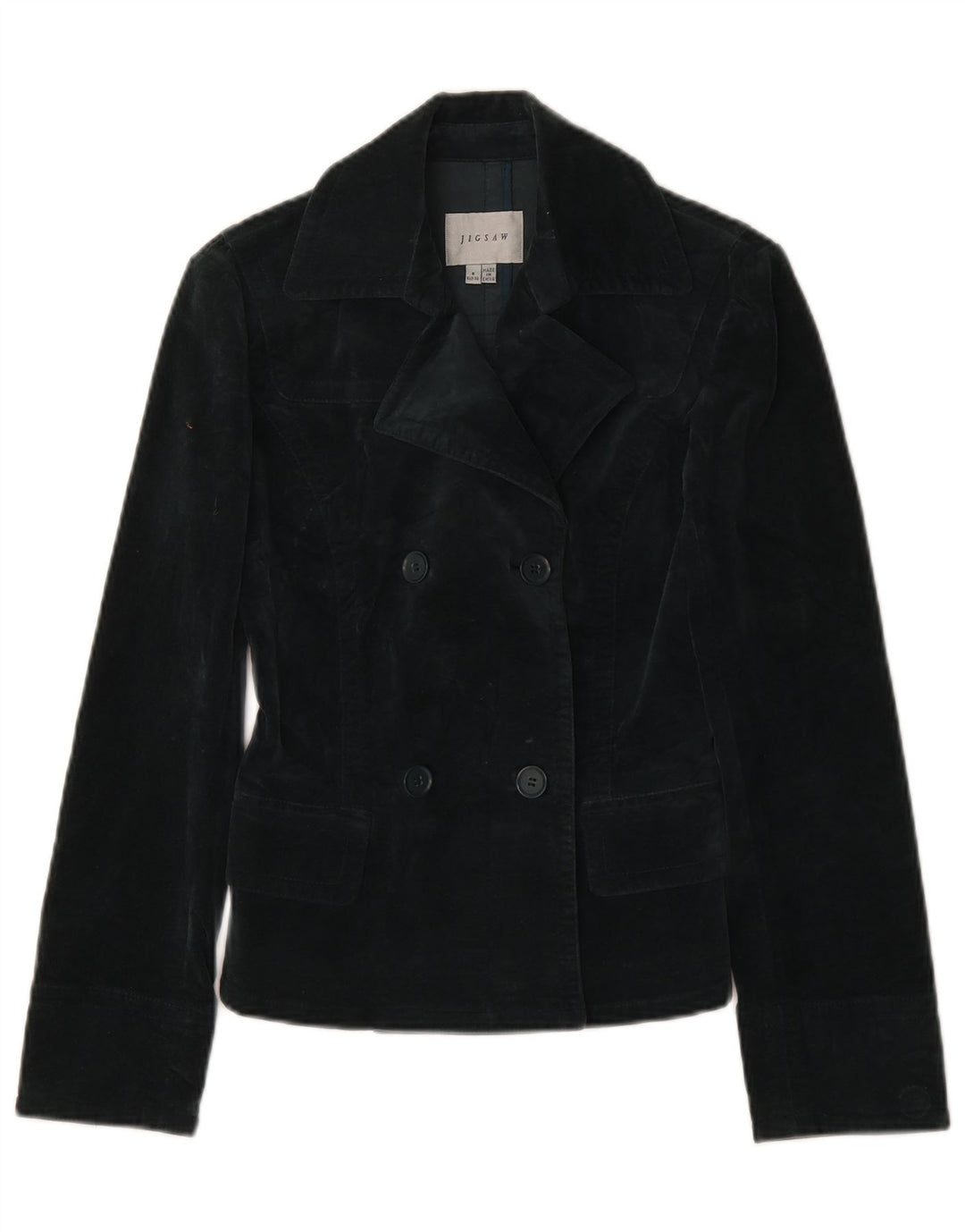 Jigsaw Zweireihiger Blazer für Damen, EU 32, 2XS, graue Baumwolle