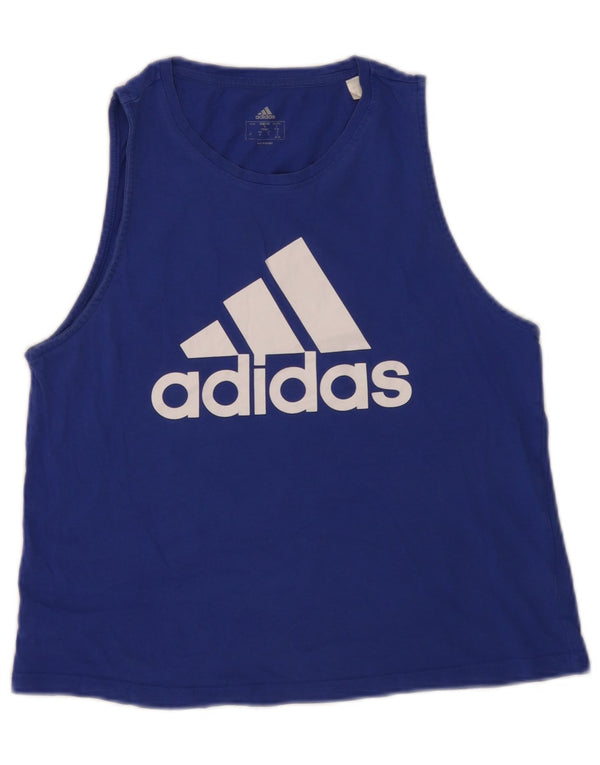 Adidas Damen Graphic Vest Top UK 8/10 Small Blaue Baumwolle