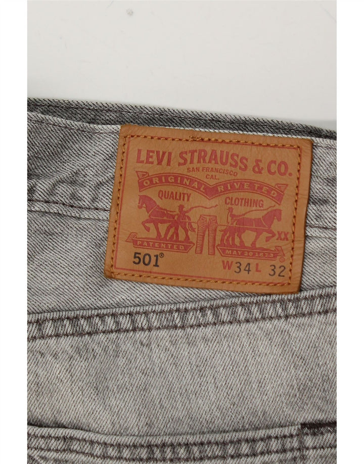 LEVI'S Herren 501 Straight Jeans W34 L30 Graue Baumwolle