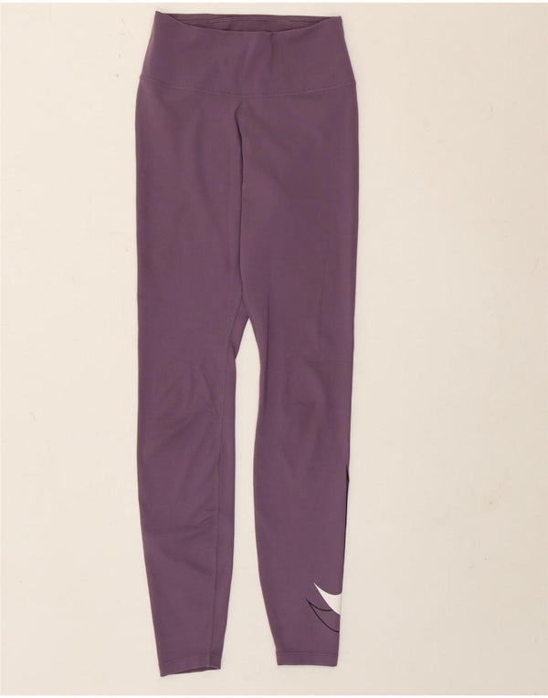 Nike Damen Dri Fit Graphic Leggings UK 4 XS Lila Polyester