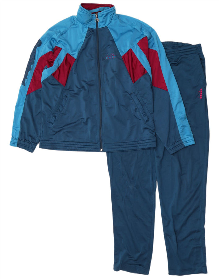 Diadora Herren-Trainingsanzug mit Grafik, UK 42, Größe L, blau, Colourblock-Polyester