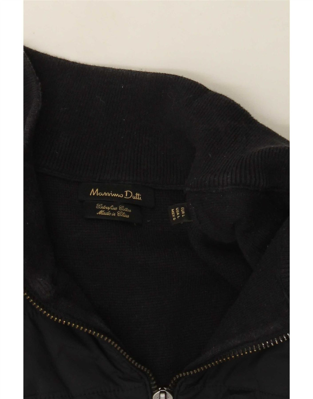 Massimo Dutti Herren-Pullover mit Reißverschluss am Hals, große marineblaue Baumwolle