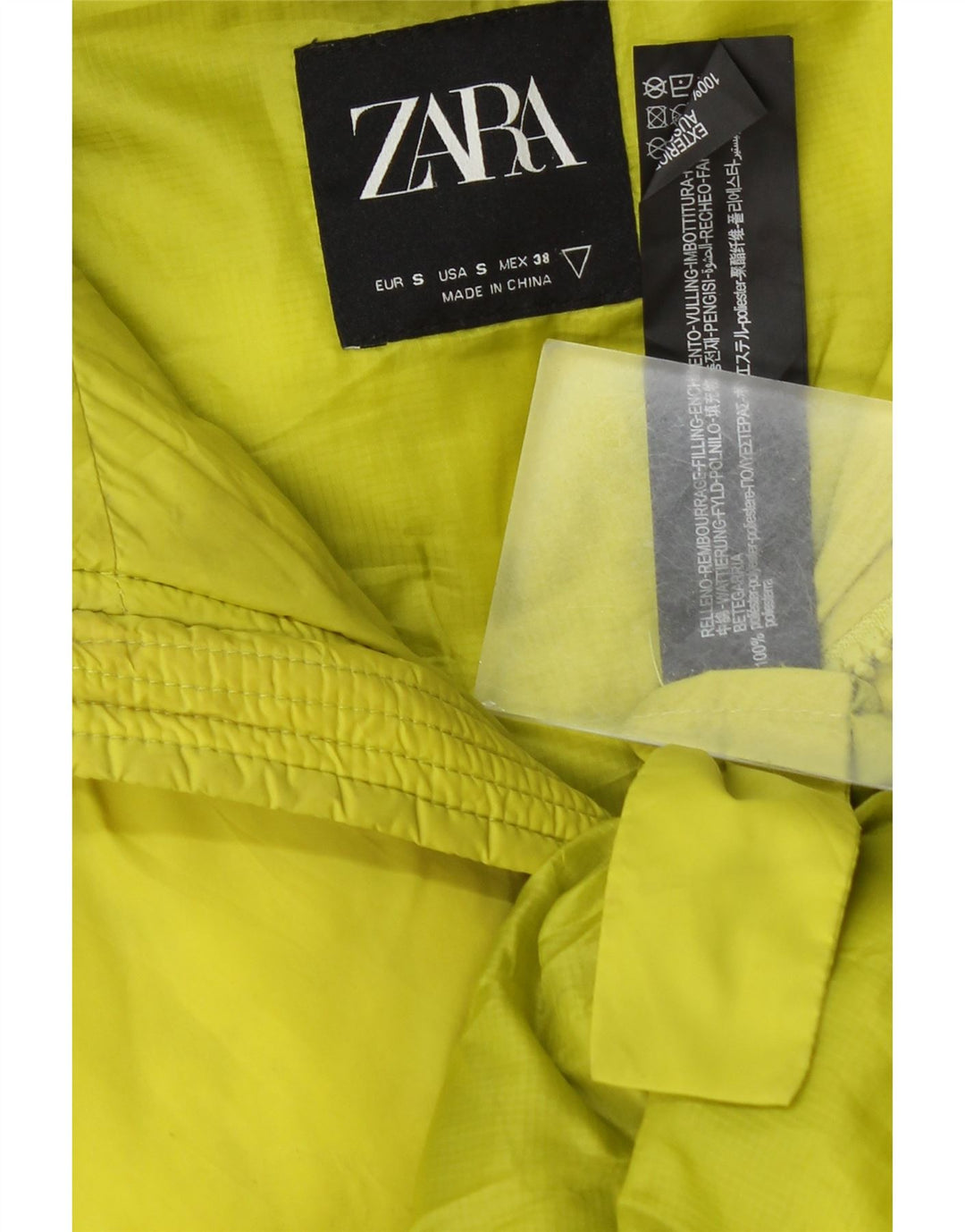 Zara Herren Loose Fit Wattierte Jacke UK 36 Small Gelb Polyester