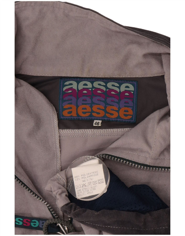AESSE Damen-Trainingsanzug-Top-Jacke IT 46 Large Graues Colourblock-Polyester