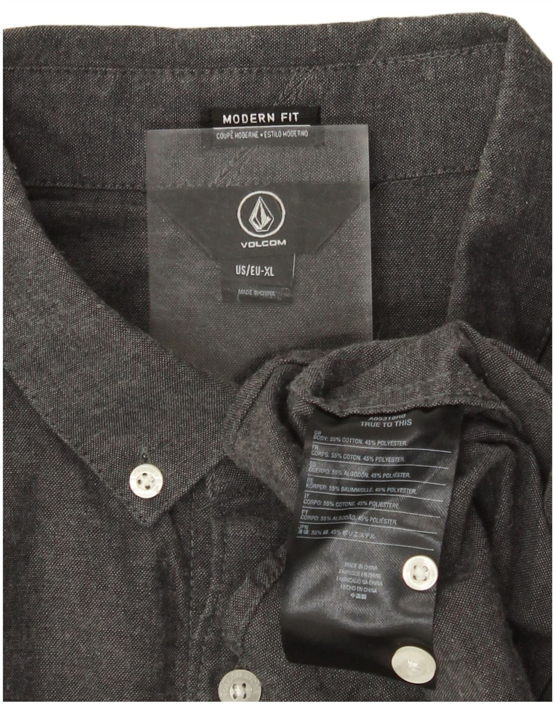 Volcom Herren Modern Fit Hemd XL Grau Baumwolle