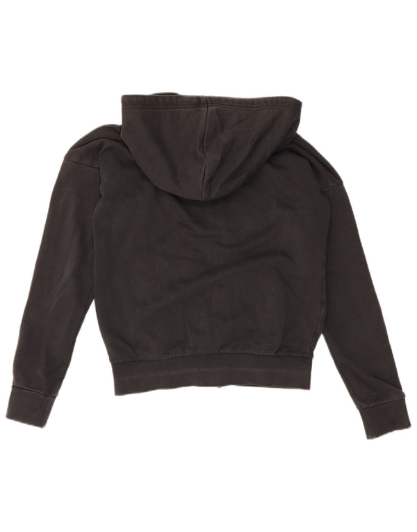 Adidas Damen Übergroßer Kapuzenpullover mit Reißverschluss, UK 4/6 XS, schwarze Baumwolle