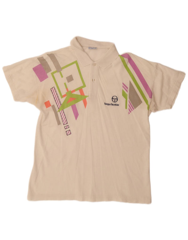 SERGIO TACCHINI Herren Poloshirt EU 50 Medium Off White Geometrische Baumwolle