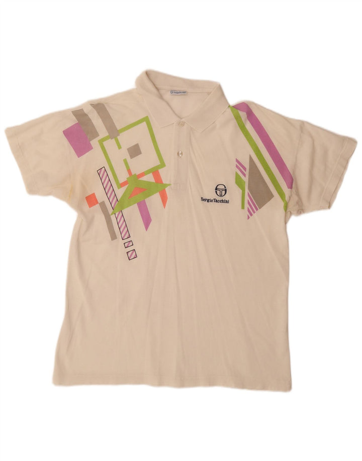 SERGIO TACCHINI Herren Poloshirt EU 50 Medium Off White Geometrische Baumwolle