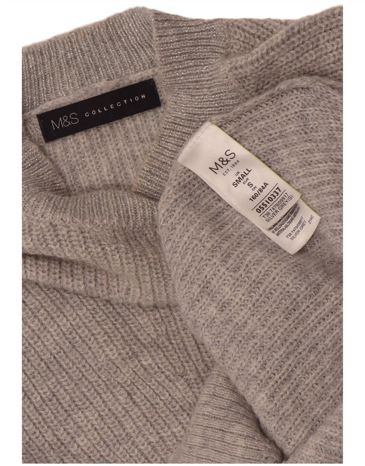 Marks & Spencer Damen-Pullover, übergroß, Rundhalsausschnitt, Gr. 10, Größe S, Grau