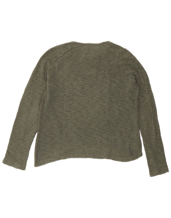 Zara Damen Trafaluc Strickoberteil Langarm UK 10 Small Khaki Flecked