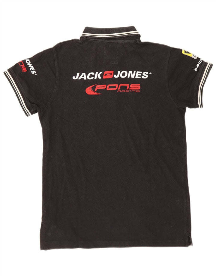 Jack & Jones Herren-Poloshirt mit Grafik, Größe S, schwarze Baumwolle
