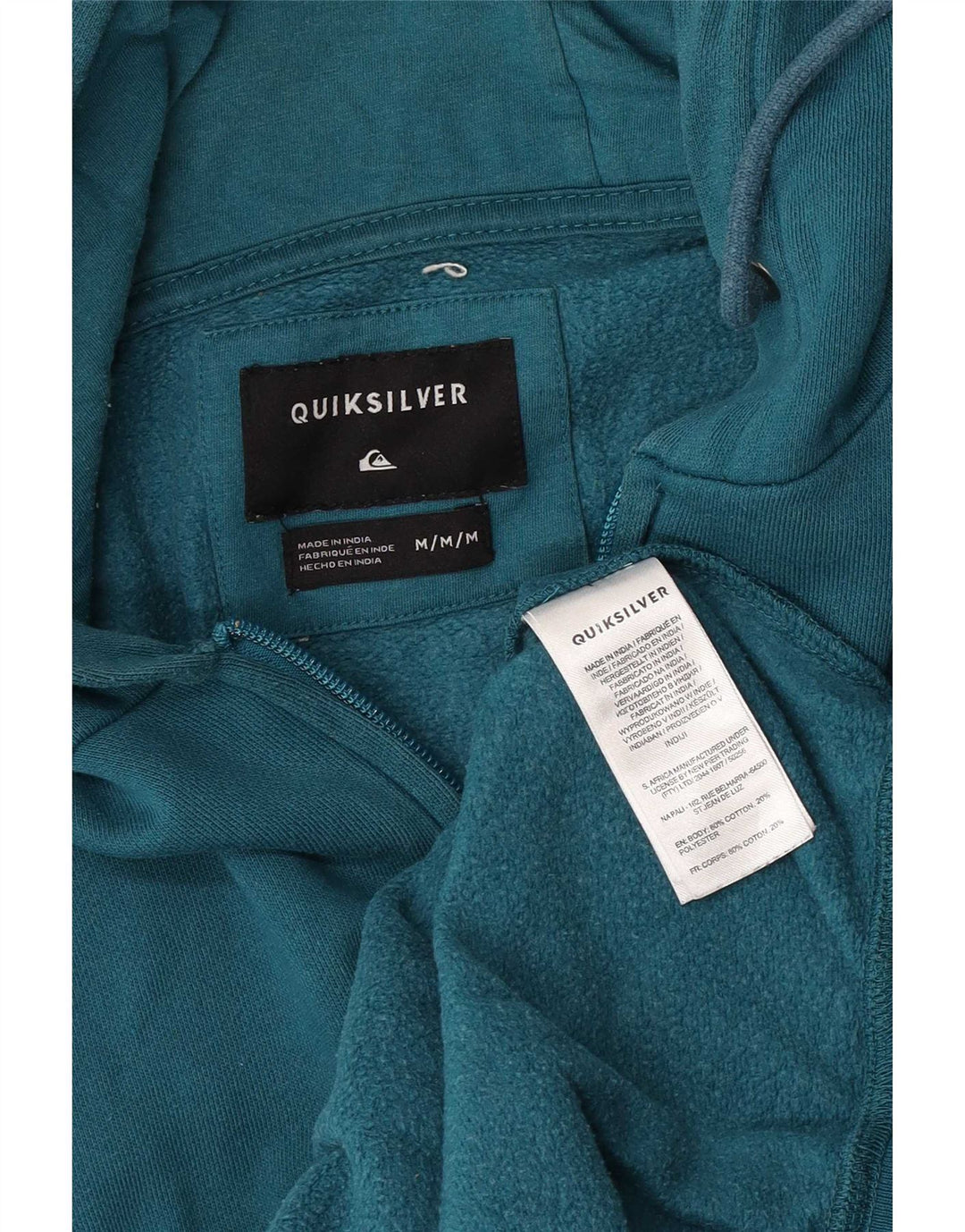 Quiksilver Herren-Kapuzenpullover mit grafischem Reißverschluss, mittelblaue Baumwolle