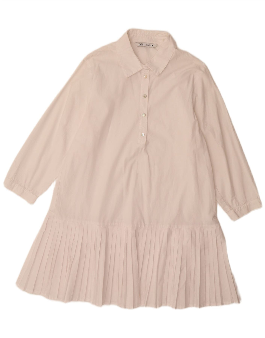 Zara Damen-Kleid mit 3/4-Ärmeln, A-Linie, Gr. 14, Größe L, Weiß, Polyester