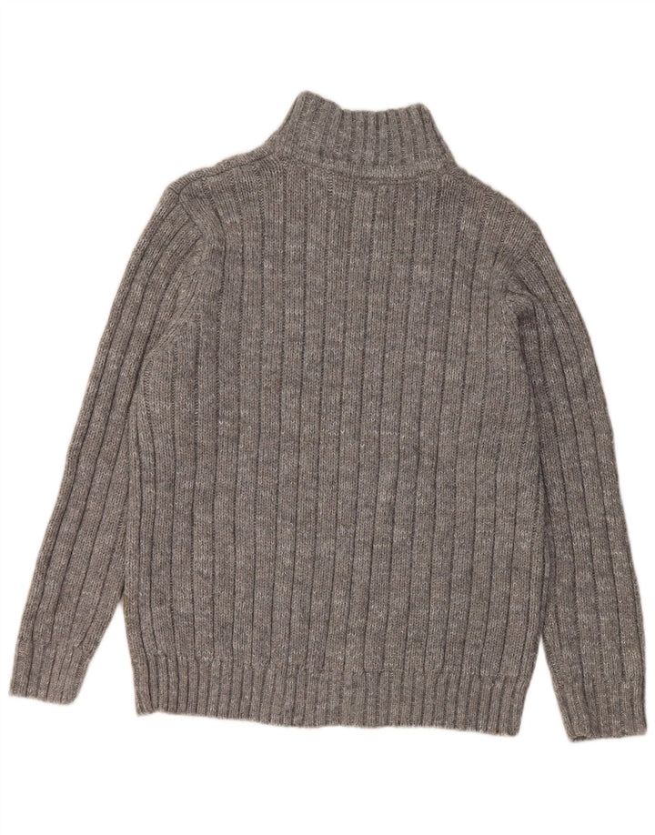 Marks & Spencer Herren-Pullover mit Reißverschluss am Hals, großes, grau meliertes Acryl