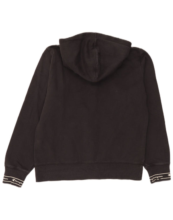 Champion Womens Graphic Zip Hoodie Pullover UK 18 XL Schwarz Baumwolle