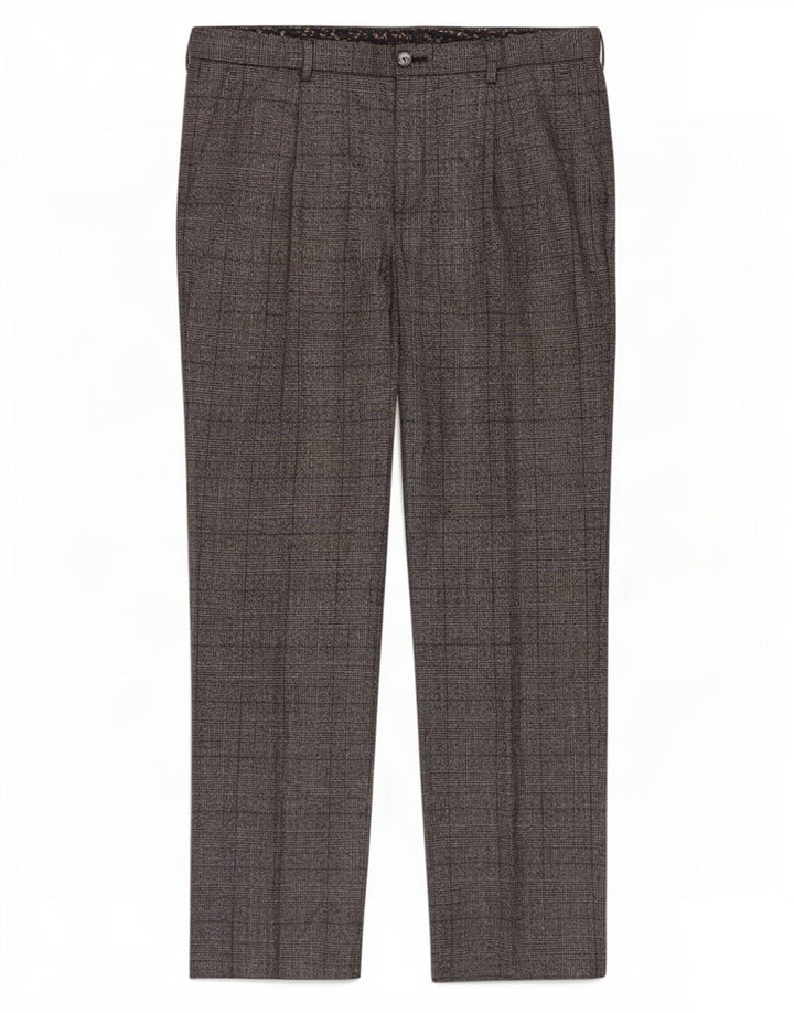 Marks & Spencer Herren-Anzughose, normal, W36 L33, grau kariertes Polyester