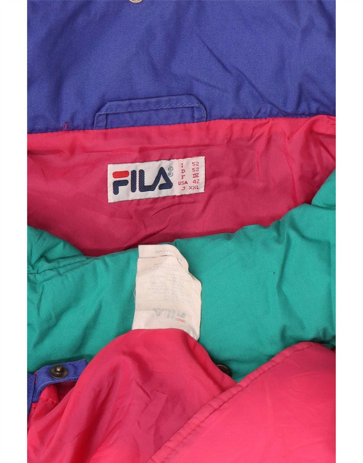 Fila Herren-Windjacke mit Kapuze, IT 52 2XL, blaues Farbblock-Polyester