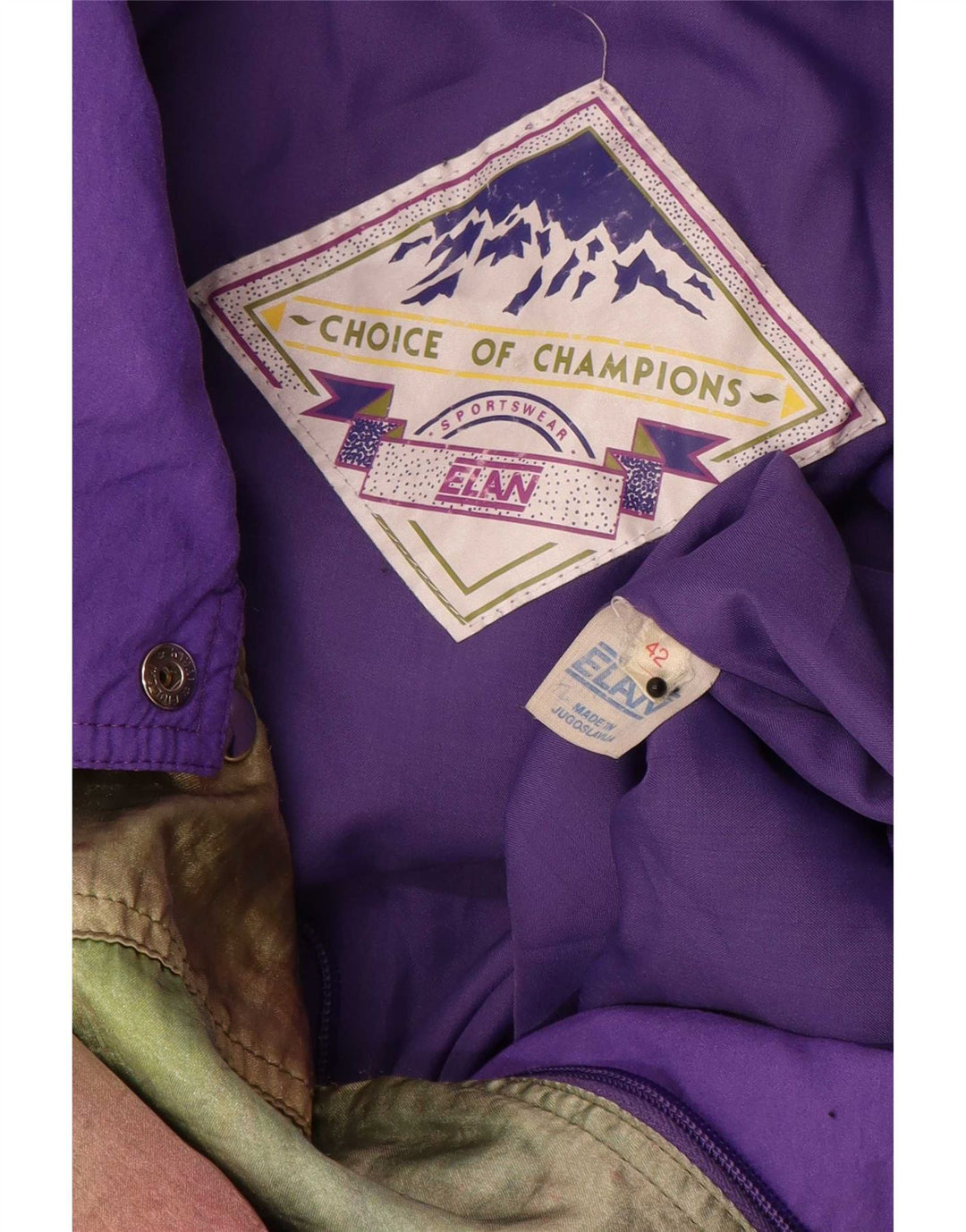 Vintage Damen Skioverall in Übergröße, EU 42, groß, mehrfarbig, Batikfärbung