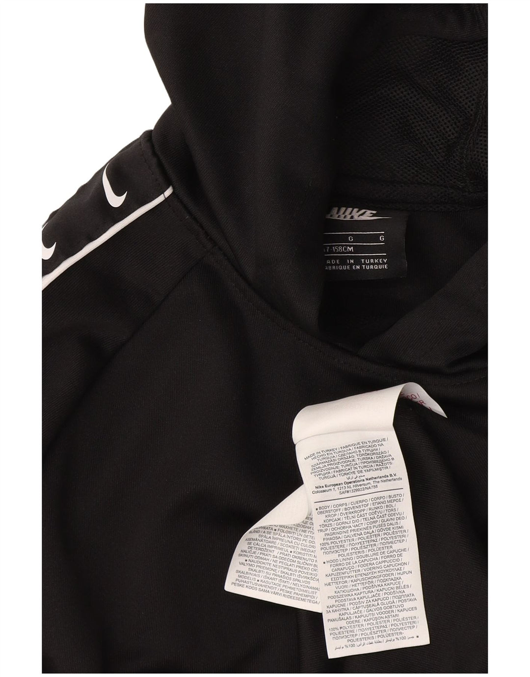 Nike Jungen-Pullover mit grafischem Kapuzenpullover, 12–13 Jahre, groß, schwarzes Polyester