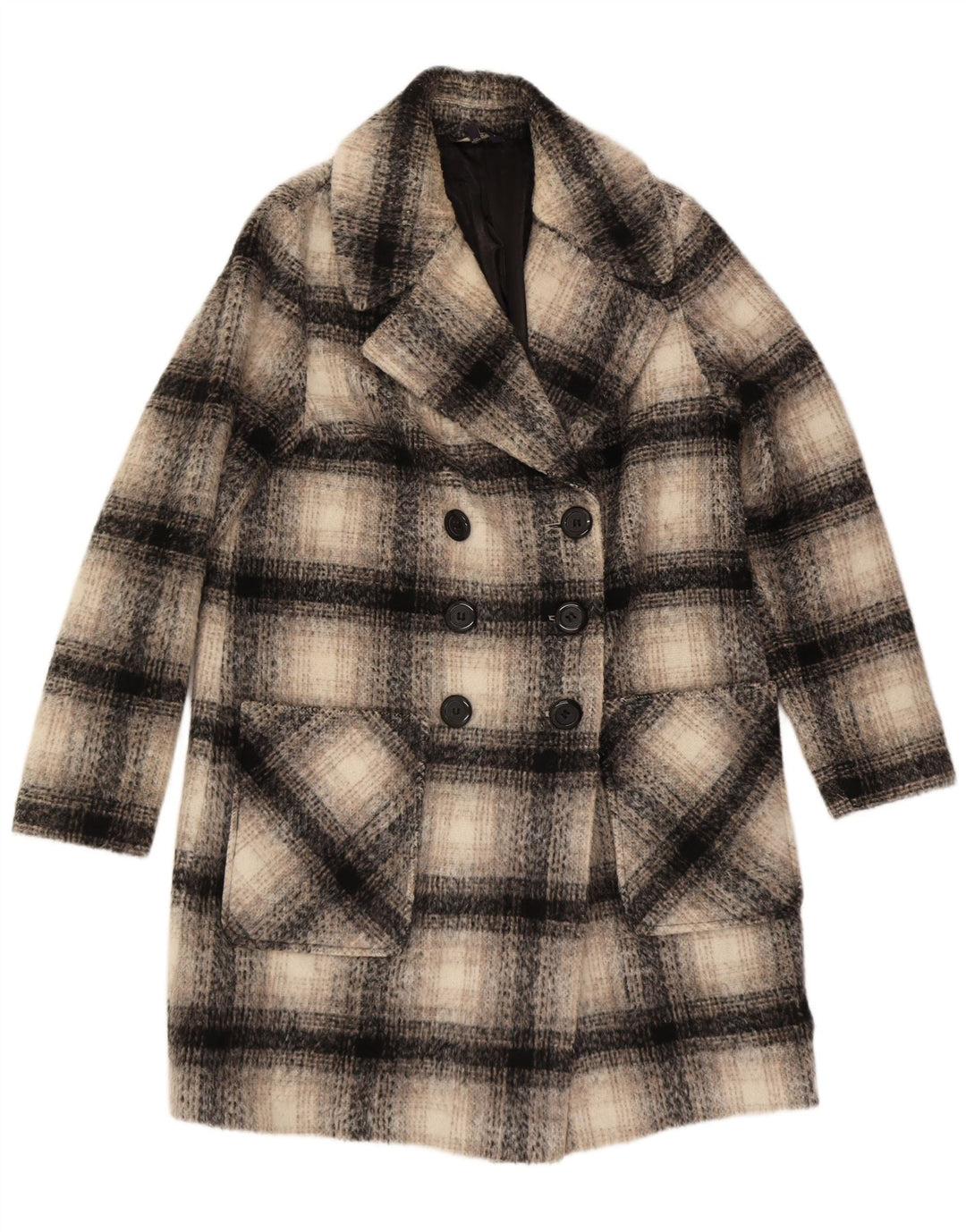 Marks & Spencer Zweireihiger Damenmantel UK 14 Large Beige Check