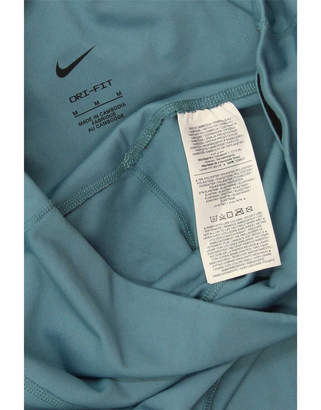 Nike Damen Dri Fit Leggings UK 12 Mittelblaues Polyester