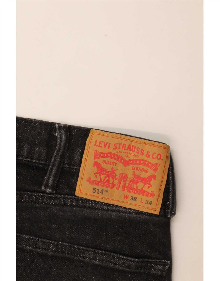 Levi's Herren 514 Straight Jeans W38 L34 Schwarze Baumwolle