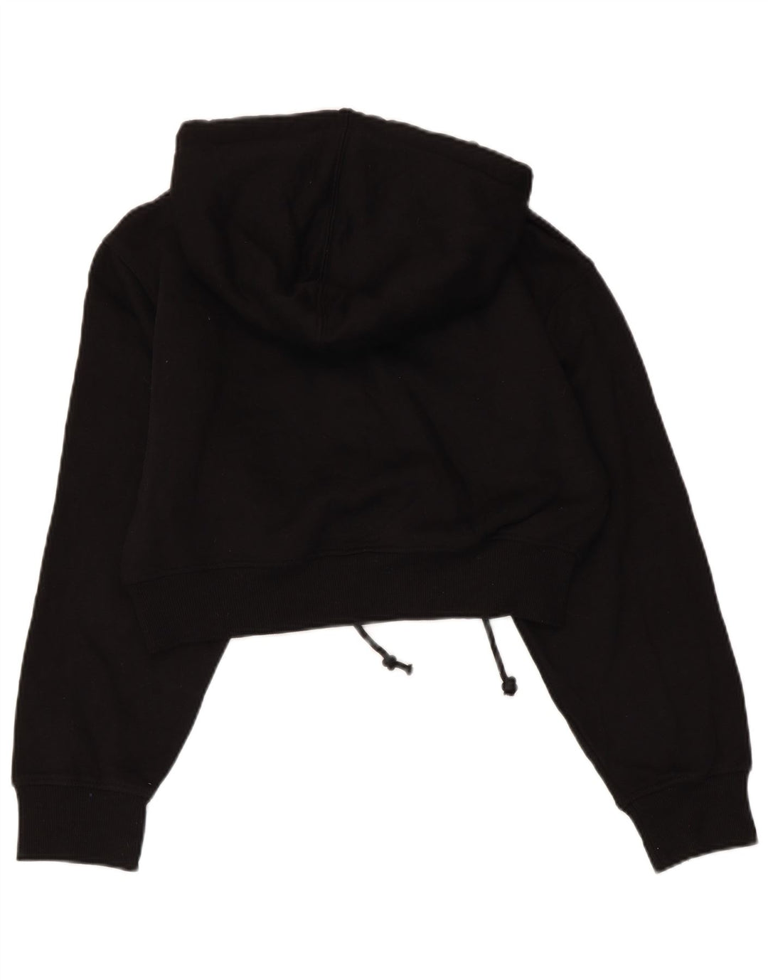 ZARA Damen Crop Hoodie Pullover UK 10 Small Schwarz Polyester