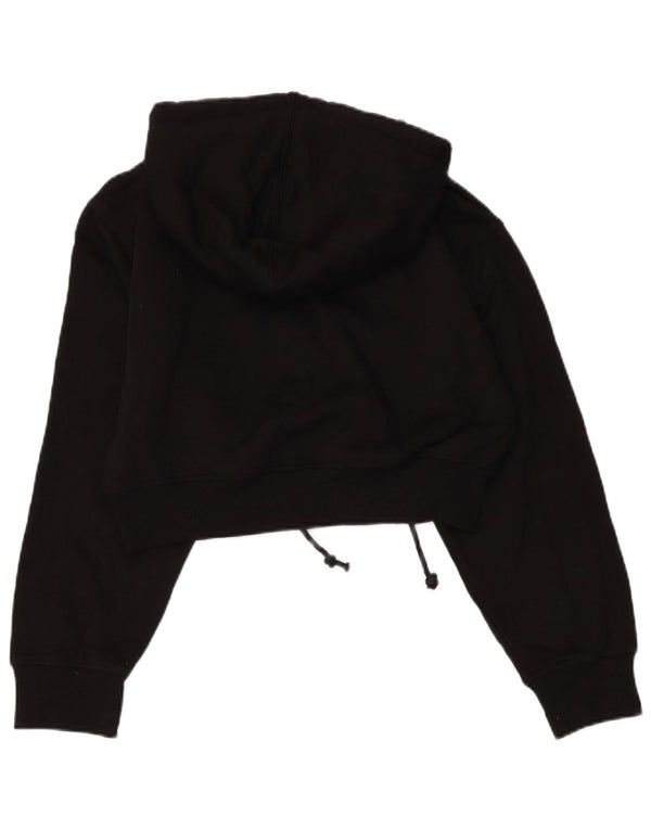 ZARA Damen Crop Hoodie Pullover UK 10 Small Schwarz Polyester
