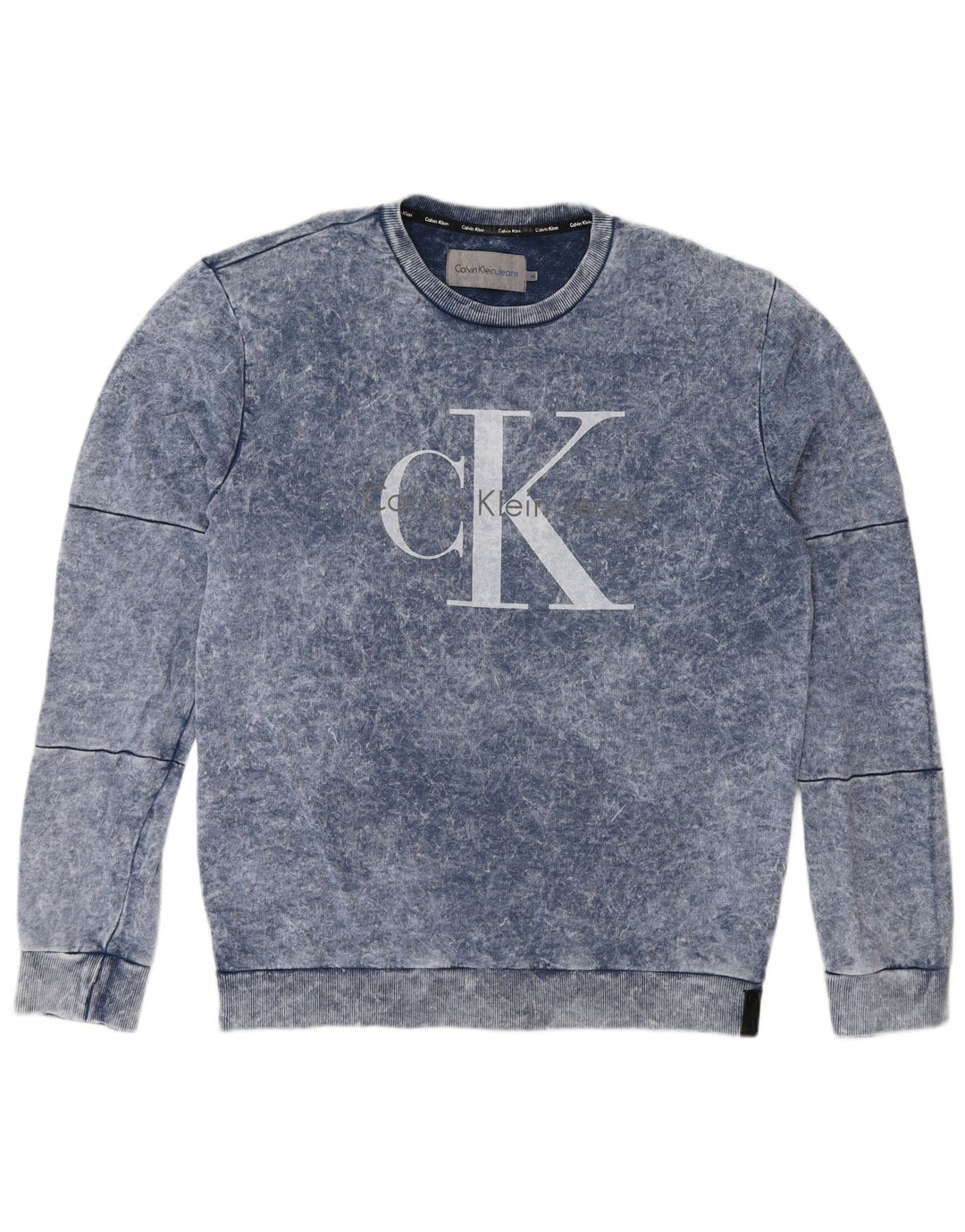 Calvin Klein Jeans Herren-Sweatshirt mit Grafik, mittelblaue Baumwolle