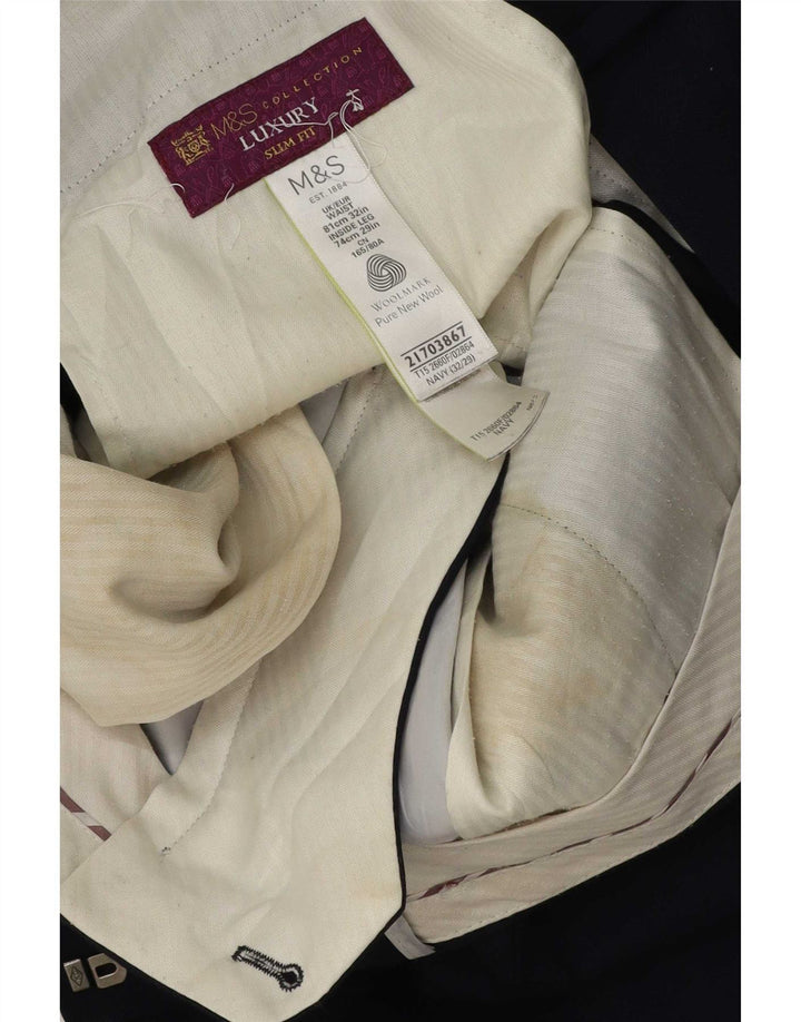 Marks & Spencer Herren-Anzughose mit schmaler Passform, W32, L29, marineblaue Wolle