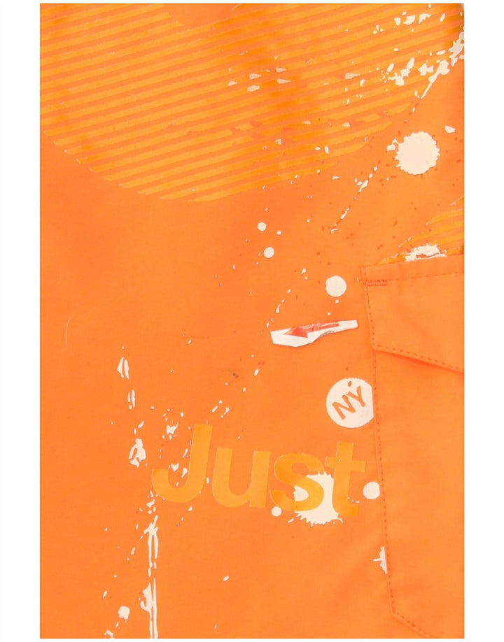 Nike Herren-Badeshorts mit Grafik, groß, orangefarbenes Farbblock-Polyester