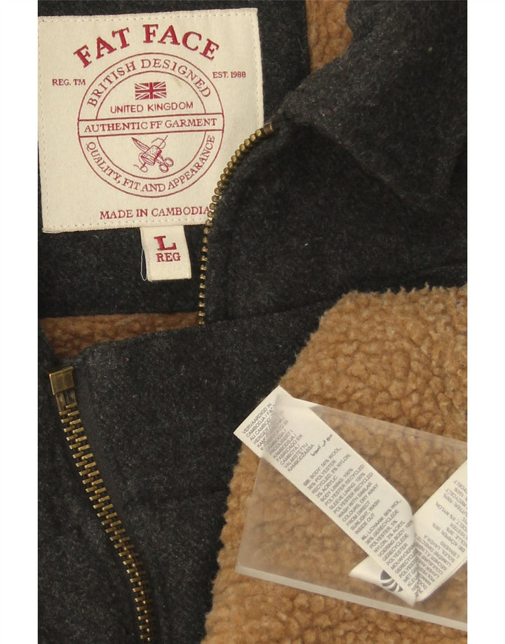 Fat Face Herren-Sherpa-Jacke, UK 40, große graue Wolle