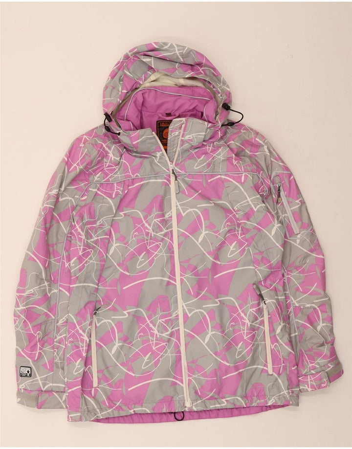 IGUANA Womens Hooded Rain Jacket IT 42 Medium Pink Geometric Polyamide Vintage Iguana and Second-Hand Iguana from Messina Hembry 