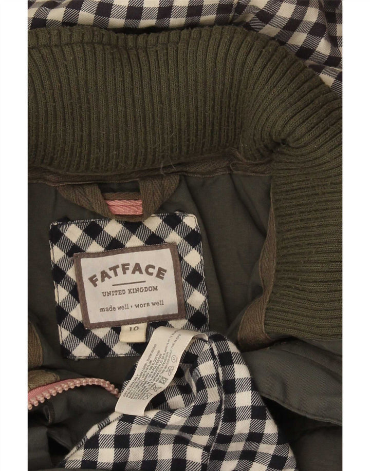 Fat Face Damen-Parka mit Kapuze, UK 10, Größe S, Khaki, Baumwolle