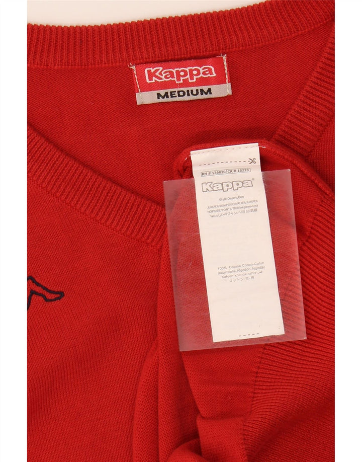 KAPPA Mens V-Neck Jumper Sweater Medium Red Cotton