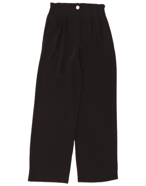 Zara Damen-Chinohose mit hoher Taille, lockere Passform, XS, W24, L32, Schwarz, Polyester