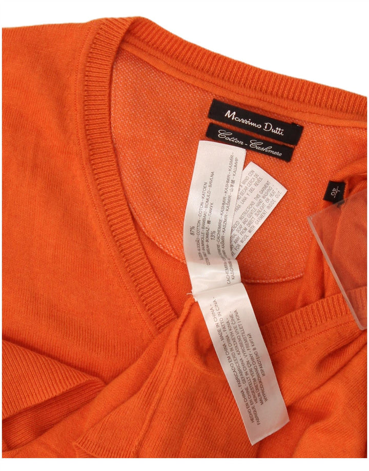 Massimo Dutti Herren-Pullover mit V-Ausschnitt, große Baumwolle, Orange