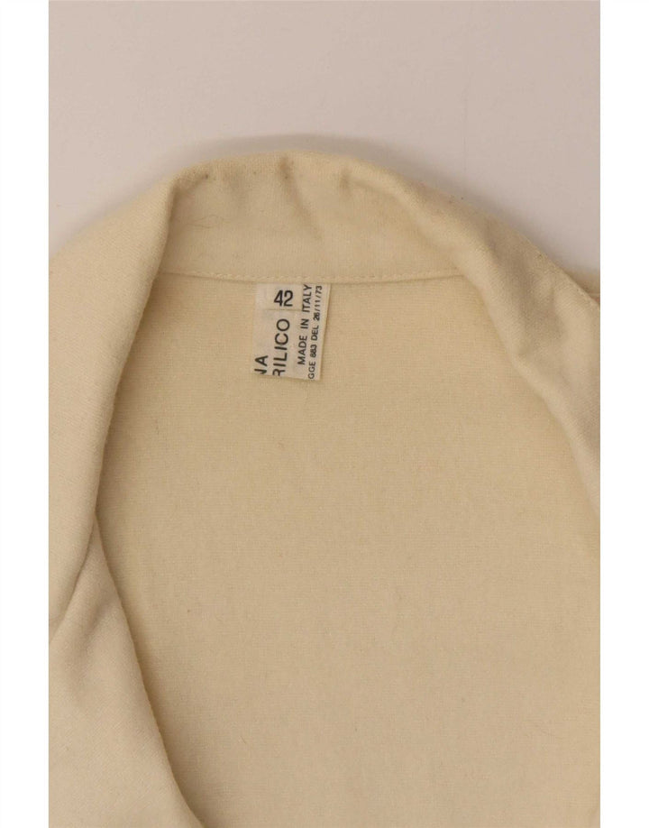 Vintage Damen Zweireiher Blazer Jacke IT 42 Medium Off White Wool