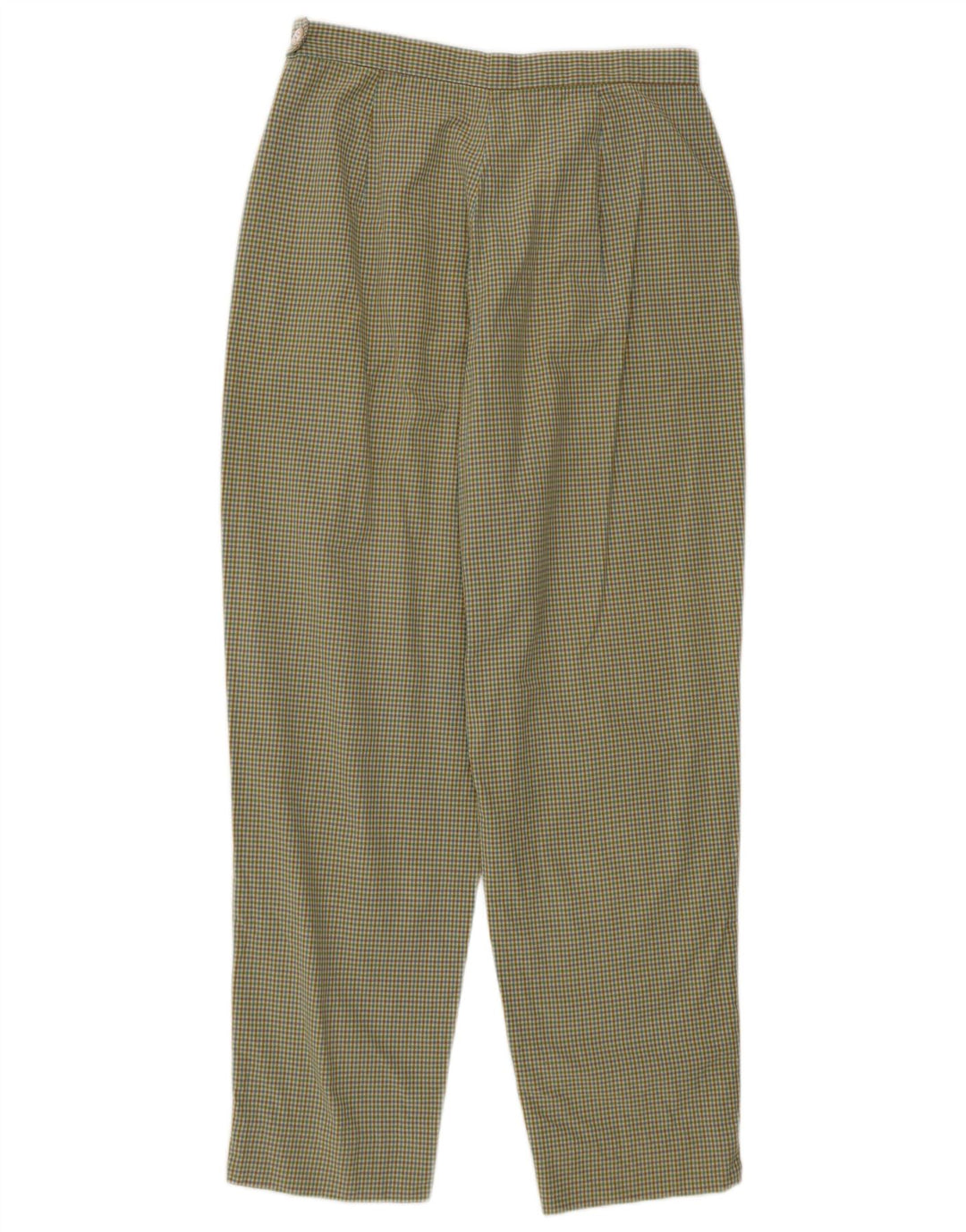 Vintage-Hose für Damen, Größe 40, Größe S, W26, L24, grüner Gingham-Karomuster