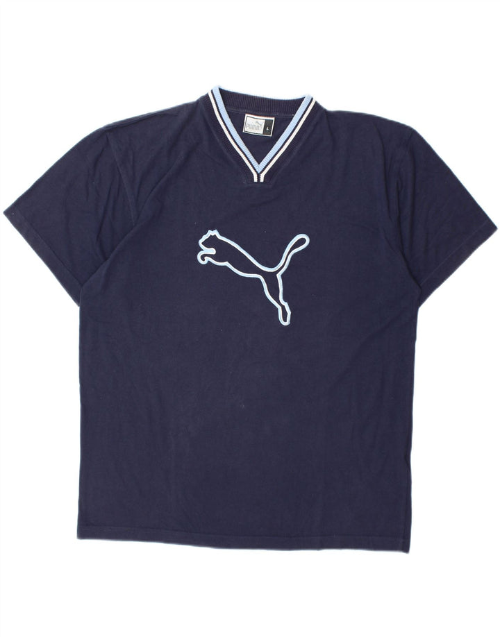 PUMA Herren Grafik T-Shirt Top Large Marineblau Baumwolle