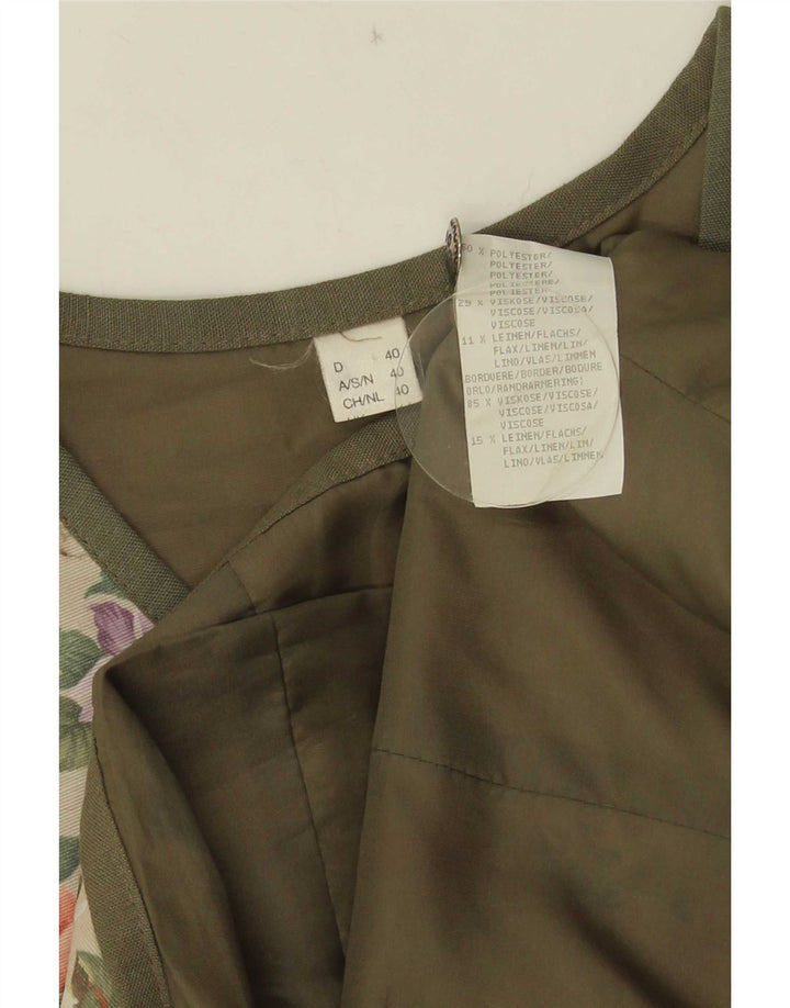 Vintage Damen Weste EU 40 Medium Beige Floral Polyester