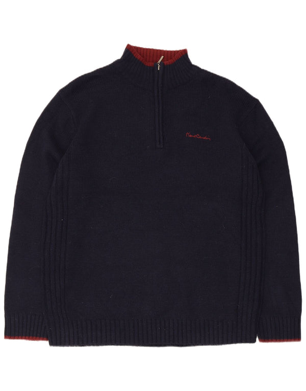 Pierre Cardin Herren-Pullover mit Reißverschluss am Hals, groß, marineblaues Acryl