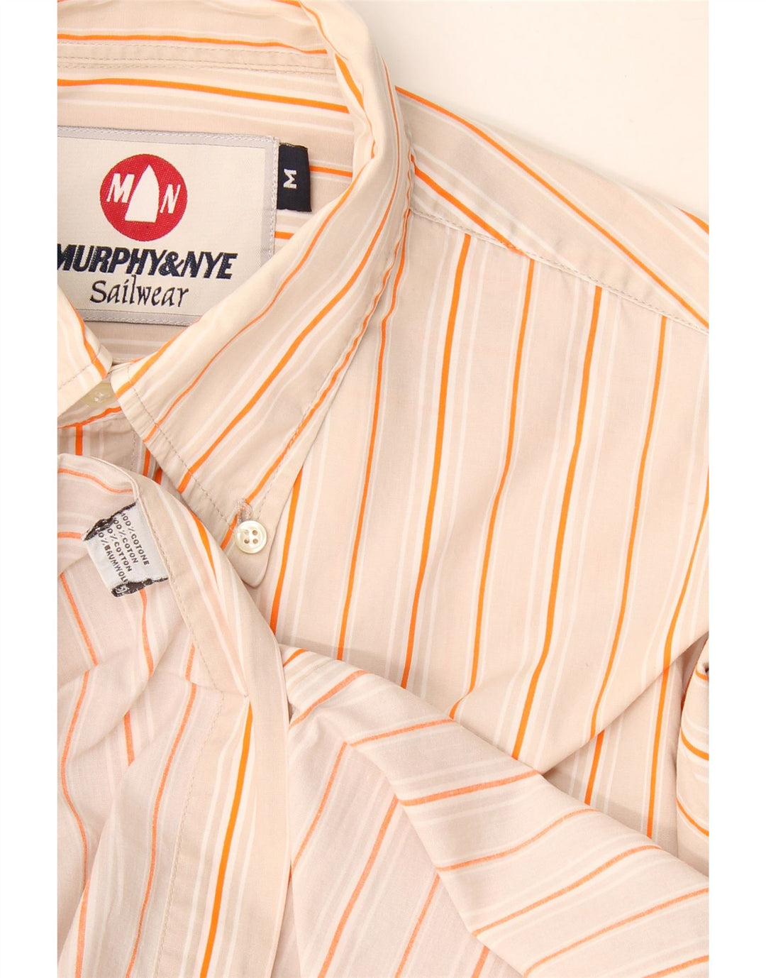 Murphy & Nye Herrenhemd Mittelbeige Nadelstreifen-Baumwolle