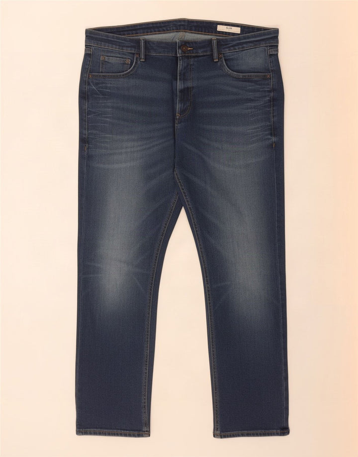 Marks & Spencer Herren Slim Jeans W38 L29 Blaue Baumwolle