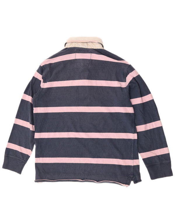 Crew Clothing Herren-Langarm-Rugby-Poloshirt, mittelmarineblau gestreift