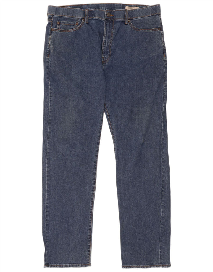 Marks & Spencer Herren Regular Straight Jeans W38 L33 Blau Baumwolle