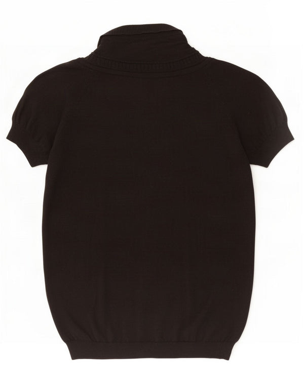 Armani Jeans Damen Kurzarm-Blusenoberteil UK 10 Small Schwarze Seide