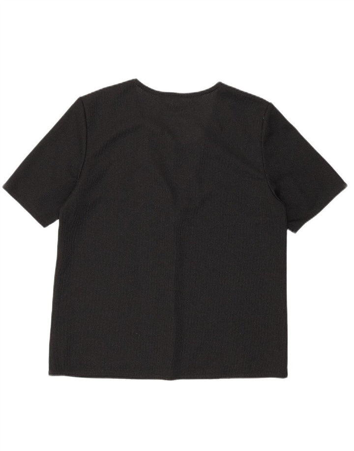 VINTAGE Womens Blouse Top UK 14 Medium Black