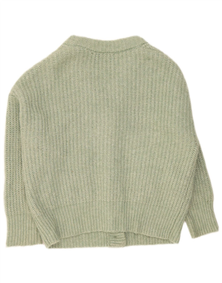 Zara Damen-Strickjacke in Übergröße, Gr. 10, klein, grün geflecktes Polyester